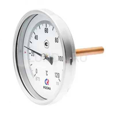 Термометр биметаллический, тип БТ (корпус-сталь), осевой, Росма 00000002407
