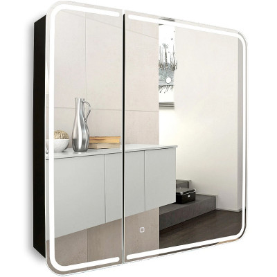 Зеркальный шкаф в ванную Silver Mirrors Alliance - BLACK 80 LED-00002611 с подсветкой черный