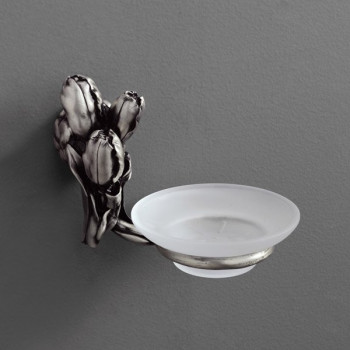 Мыльница Art&Max Tulip AM-0825-T серебро настенная латунь/стекло