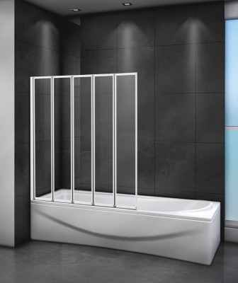Шторка на ванну Cezares Relax RELAX-V-5-120/140-P-Bi-L/R, 120 х 140 см, стекло рифлёное, цвет профиля серый