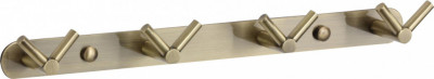 Планка с крючками для ванной (4 крючка) Savol S-007224C латунь бронза