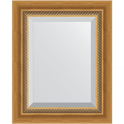 Зеркало настенное Evoform Exclusive 53х43 BY 3353 с фацетом в багетной раме Состаренное золото с плетением 70 мм