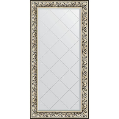 Зеркало настенное Evoform ExclusiveG 162х80 BY 4295 с гравировкой в багетной раме Барокко серебро 106 мм