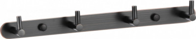 Планка с крючками для ванной (4 крючка) Savol S-007214H латунь черный
