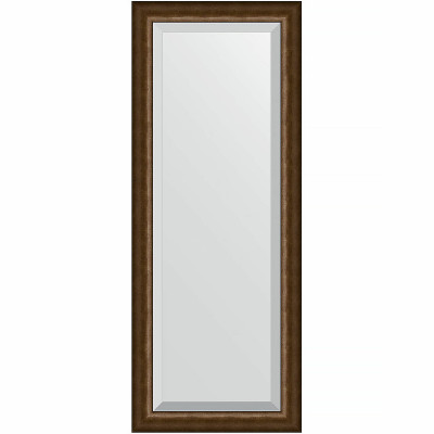 Зеркало настенное Evoform Exclusive 132х52 BY 1158 с фацетом в багетной раме Состаренная бронза 66 мм
