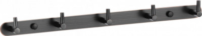 Планка с крючками для ванной (5 крючков) Savol S-007215H латунь черный
