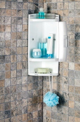 Угловой настенный шкафчик для ванной Primanova (прозрачно-натуральный) 17,5х17,5х44 см пластик, металл, M-S05-16 M-S05-16