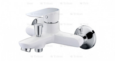 Смеситель 16304W-D125 (Triton Щ0000002376) для ванны и душа, хром/белый