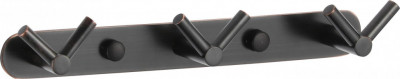 Планка с крючками для ванной (3 крючка) Savol S-007223H латунь черный