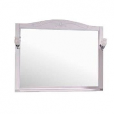 ASB-Woodline 9691 Салерно 105 зеркало с полкой, белый (патина серебро), массив ясеня