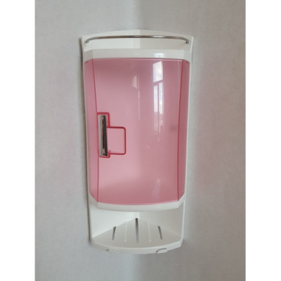 Угловой шкафчик для ванной Primanova белый с прозрачно-розовой дверцей, S05, 17,5х17,5х44 см пластик M-S05-22