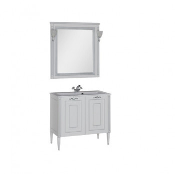 Aquanet Паола 90 00182133 комплект мебели, белый/патина серебро