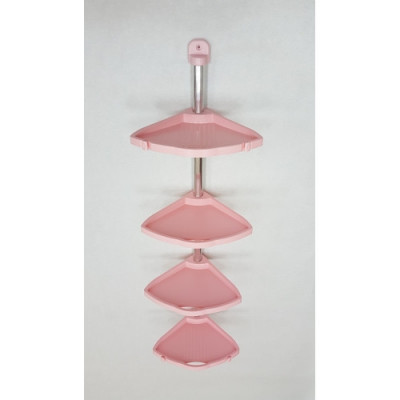 Комплект угловых полок Primanova розовый, Linea, 4 полки, 27,5х16х95 см пластик, алюминий M-N12-03