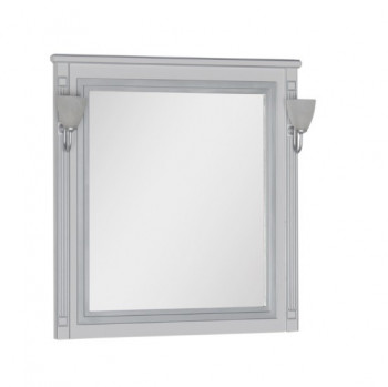 Aquanet Паола 90 зеркало, белый/патина серебро