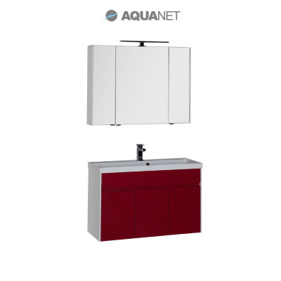 Aquanet Латина 100 00181089 комплект мебели, белый/фасад бордо