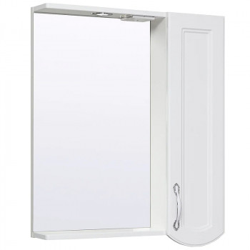 Зеркало со шкафом в ванную Runo Неаполь 65 R 00-00001030 с подсветкой белое прямоугольное