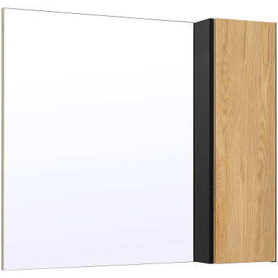 Зеркало со шкафом в ванную Runo Мальта 85 00-00001103 дуб черное прямоугольное