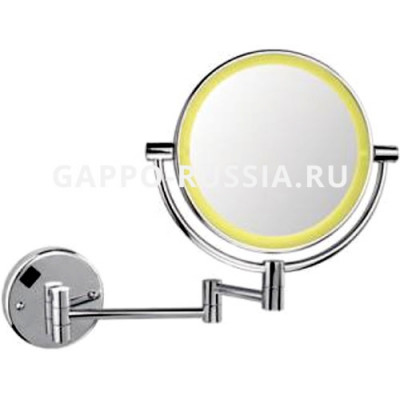 Косметическое зеркало с подсветкой Gappo настенное хром (G6103) 20x20 см