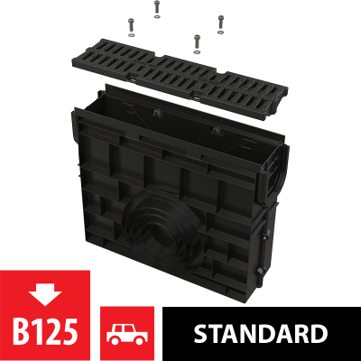 Пескоуловитель для дренажного канала AVZ104 с пластиковой рамой и решеткой из композитного материала B125 AlcaPlast AVZ104R-R402