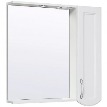 Зеркало со шкафом в ванную Runo Неаполь 75 R 00-00001031 с подсветкой белое прямоугольное