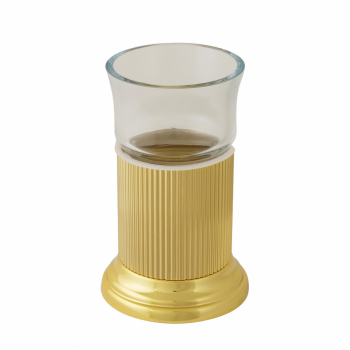 MIGLIORE Fortuna 27751+27930 стакан в настольном держателе, стекло прозрачное/золото