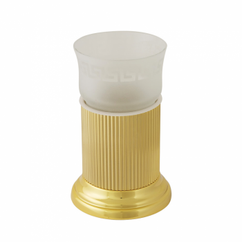 MIGLIORE Fortuna 27804+27930 стакан в настольном держателе, стекло матовое/золото