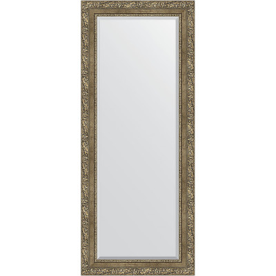 Зеркало настенное Evoform Exclusive 145х60 BY 3541 с фацетом в багетной раме Виньетка античная латунь 85 мм