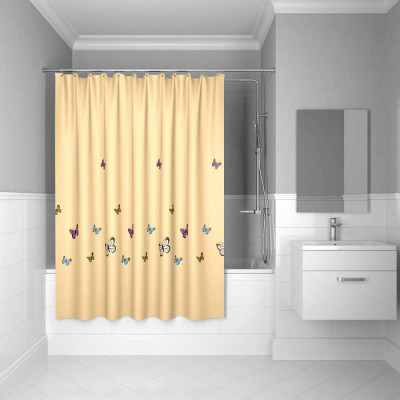 Штора для ванной комнаты IDDIS Butterfly 200*200 см yellow butterfly (SCID033P), стиль традиционный