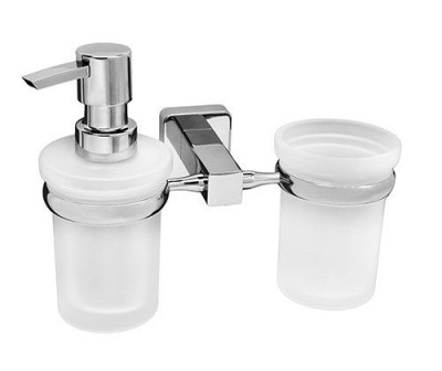 WasserKRAFT Lippe K-6589 дозатор для жидкого мыла и стаканчик, матовое стекло/хром