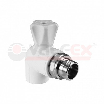 Кран шаровой для радиатора угловой VALFEX STANDARD 20 мм х1/2" белый/серый (10148020)