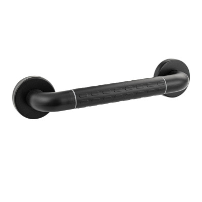 Поручень - ручка прямой, универсальный нерж сталь и АБС пластика с чёрным покрытием BRIMIX (954)