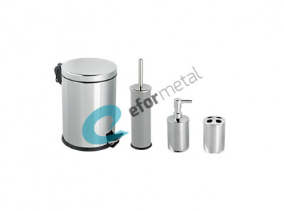 Efor Metal Набор для ванной комнаты (ведро 5 л, диспенсер для мыла, подставка для щеток, ёршик с подставкой) хром