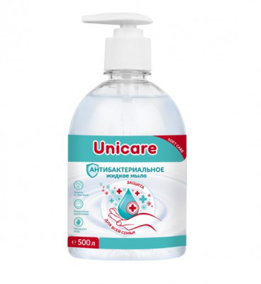 Антибактериальное жидкое мыло UNICARE, ПЭТ с дозатором, 500мл