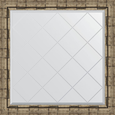 Зеркало настенное Evoform ExclusiveG 83х83 BY 4308 с гравировкой в багетной раме Серебряный бамбук 73 мм