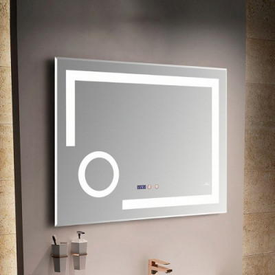 Зеркало в ванную с LED-подсветкой MELANA-8060 подогрев часы космет зеркало MLN-LED090 800х600