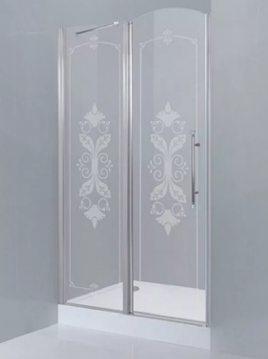 Душевая дверь Cezares Giubileo 100х195 левая хром стекло с декором (GIUBILEO-60/40-CP-Cr-L)