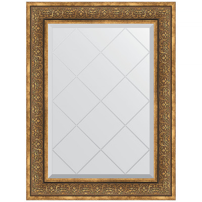 Зеркало настенное Evoform ExclusiveG 91х69 BY 4120 с гравировкой в багетной раме Вензель бронзовый 101 мм