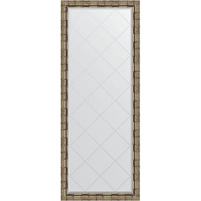 Зеркало напольное Evoform ExclusiveG Floor 198х78 BY 6307 с гравировкой в багетной раме Серебряный бамбук 73 мм