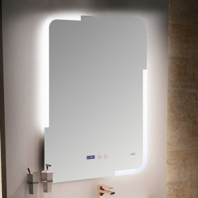Зеркало в ванную с LED-подсветкой MELANA-6080 подогрев часы MLN-LED063 600х800
