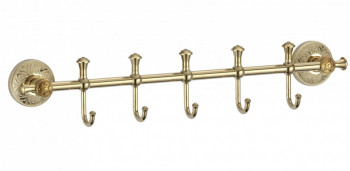Планка с крючками для ванной (5 крючков) S-005875B Savol латунь золото