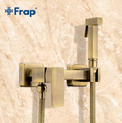 Смеситель Frap с гигиеническим душем однорычажный бронза (F7504-4)