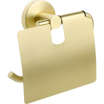 Настенный держатель туалетной бумаги Fixsen Comfort Gold FX-87010 с крышкой золото матовое