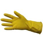 Резиновые усиленные хозяйственные перчатки с хлопковым напылением, желтые (р L)