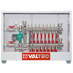 Комплект теплых полов VALTEC с насосно-смесительным узлом и шкафом ШРВ на 3 контура до 60м2 с трубой PEX 300м (KTP03)