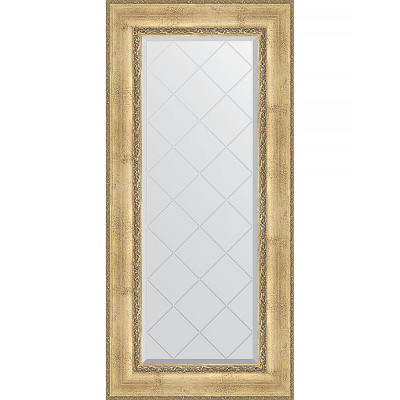 Зеркало настенное Evoform ExclusiveG 132х62 BY 4084 с гравировкой в багетной раме Состаренное серебро с орнаментом 120 мм