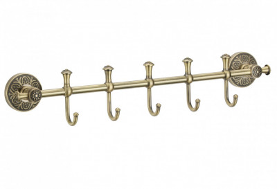 Планка с крючками для ванной (5 крючков) S-005875C Savol латунь бронза