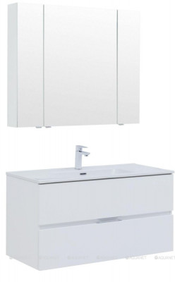Комплект мебели для ванной Aquanet Алвита New 100 2 ящика, белый матовый (00274205)