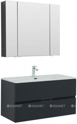 Комплект мебели для ванной Aquanet Алвита New 100 2 ящика, антрацит (00274201)