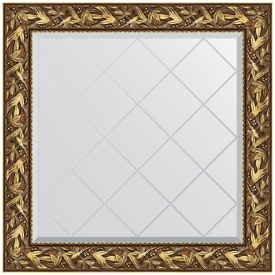 Зеркало настенное Evoform ExclusiveG 89х89 BY 4328 с гравировкой в багетной раме Византия золото 99 мм