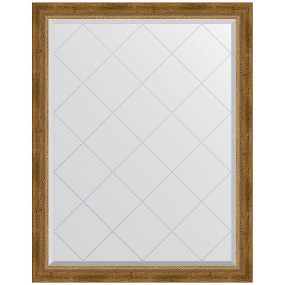 Зеркало настенное Evoform ExclusiveG 118х93 BY 4348 с гравировкой в багетной раме Состаренная бронза с плетением 70 мм